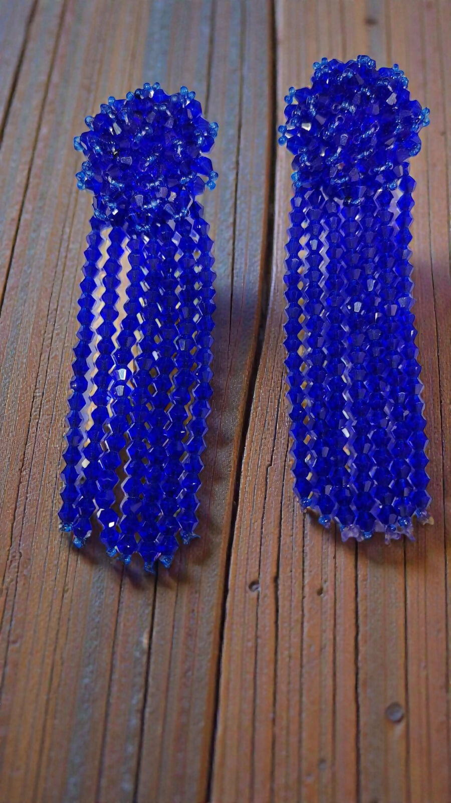 Inhanns Handmade Crystal Waterfall Earrings - Long - Royal Blue