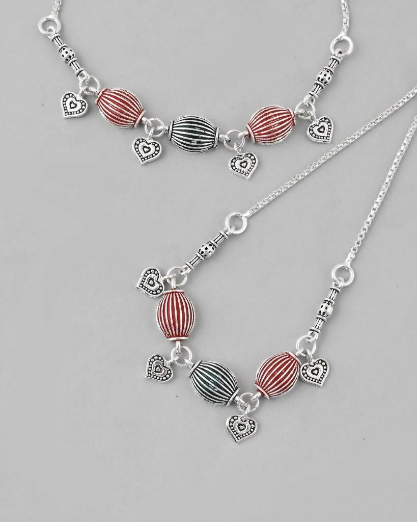 VOJ Set of 2 Traditional Done Shapped Designer Anklet 