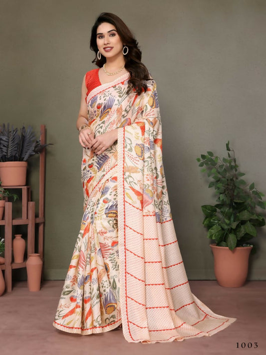 Designer Partywear Off White Khadi Fancy Saree - Kanak