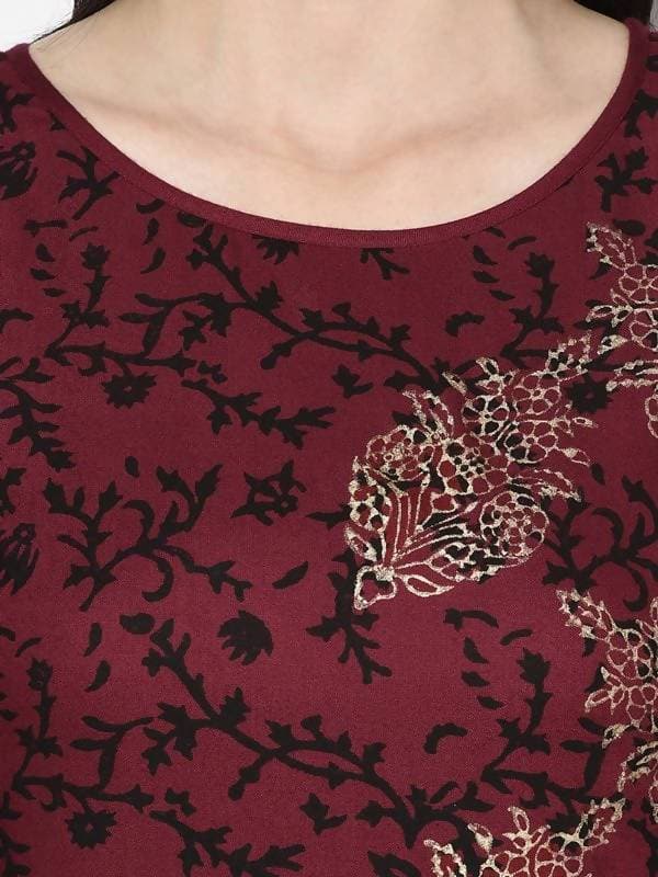 Aniyah Rayon Maroon Color Block Print Straight Kurta (AN-185K) 
