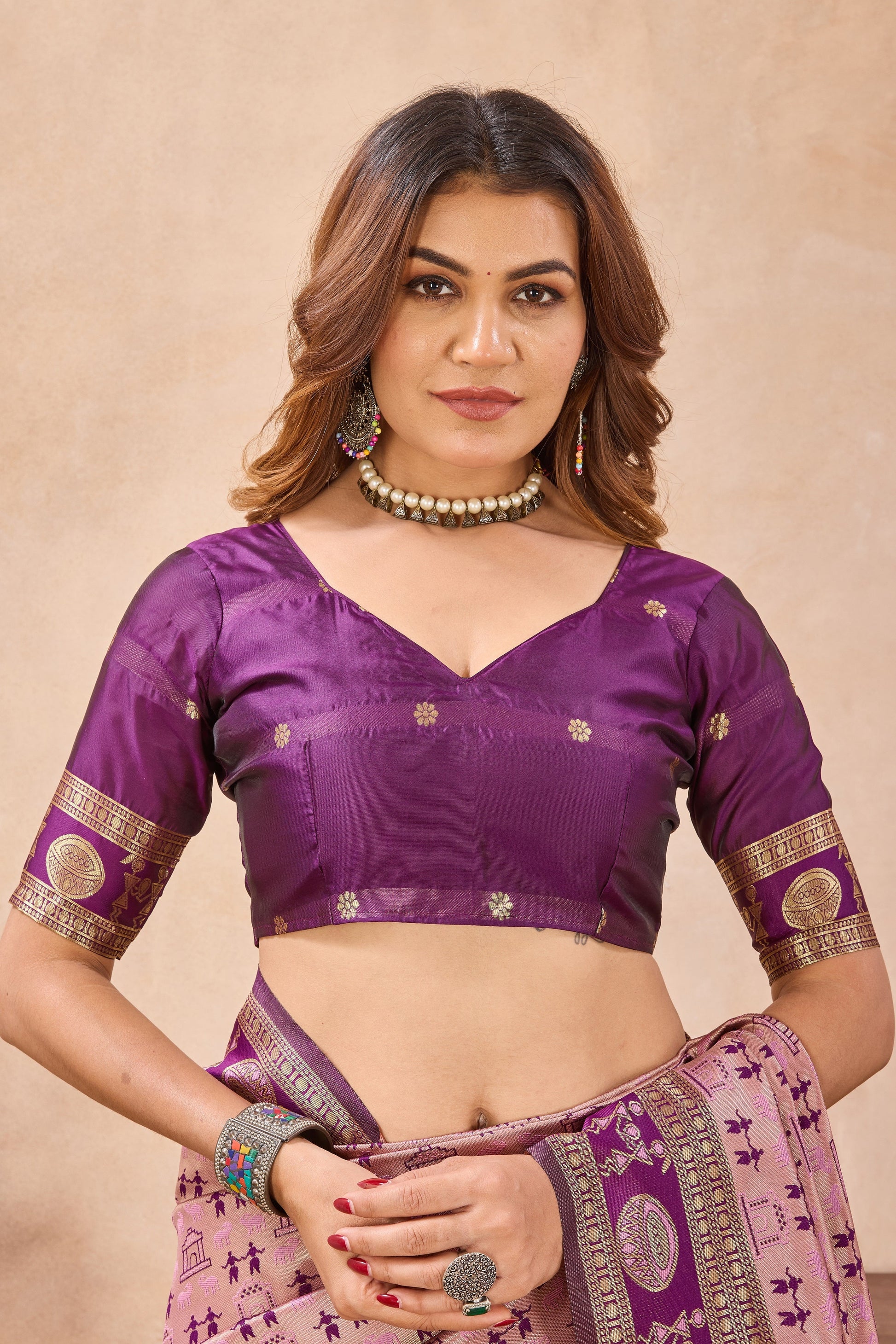 Divine International Trading Co Light Pink Soft Silk Blend Banarasi Jacuard Work Designer Party Wear Saree With Unstitched Blouse Piece