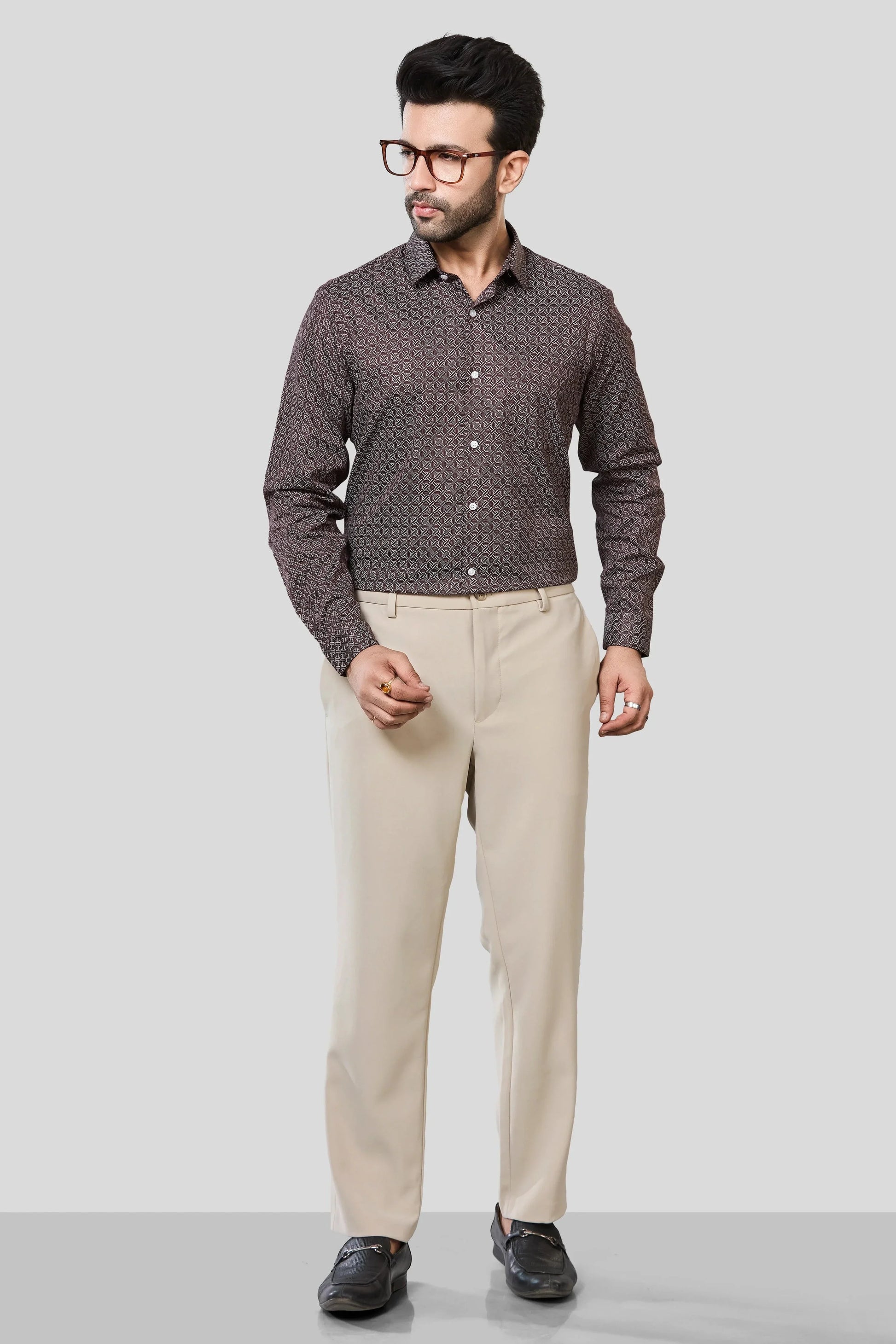 Jonesburg Men's Printed Slim Fit Formal Shirt
