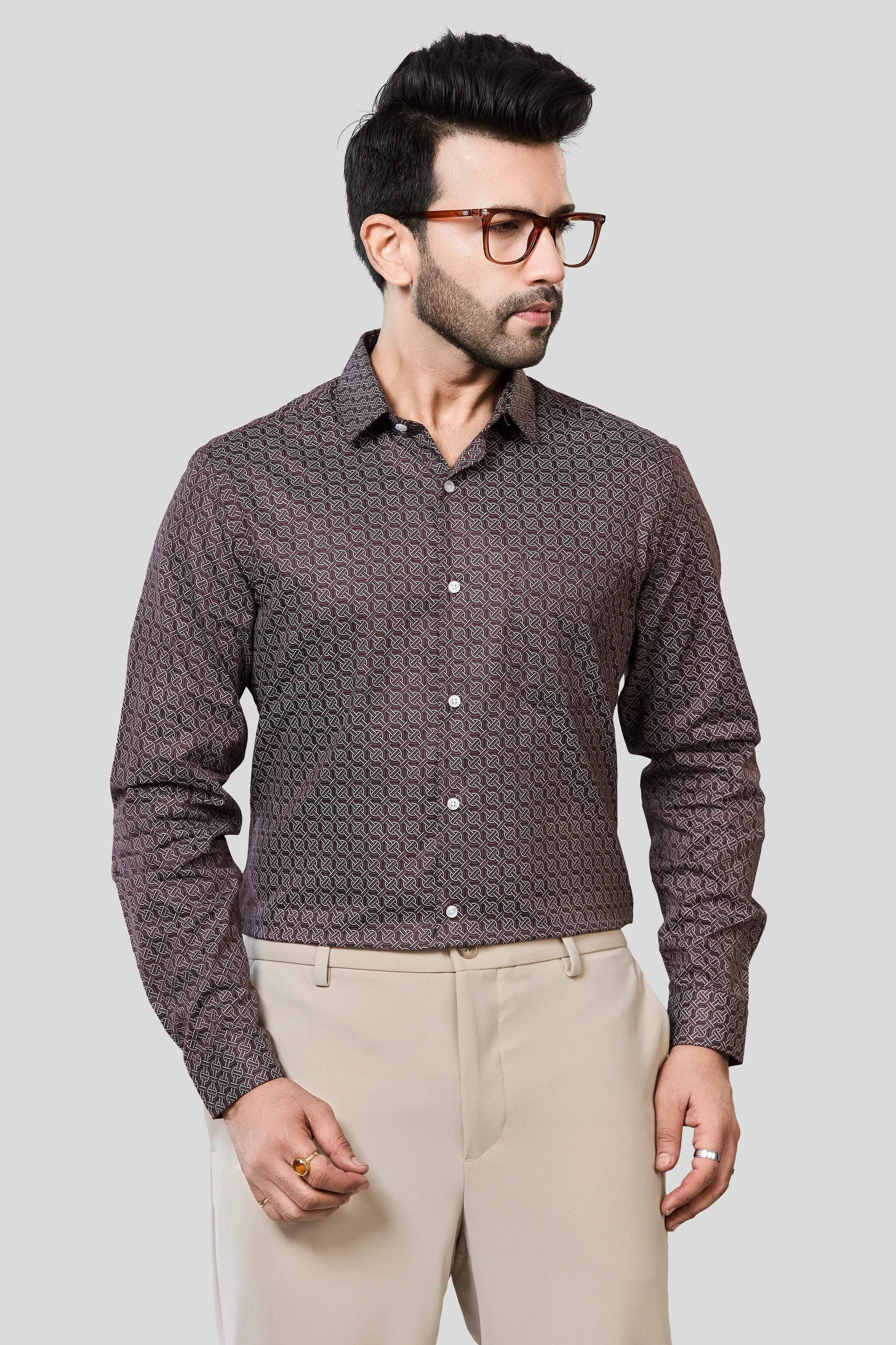 Jonesburg Men's Printed Slim Fit Formal Shirt