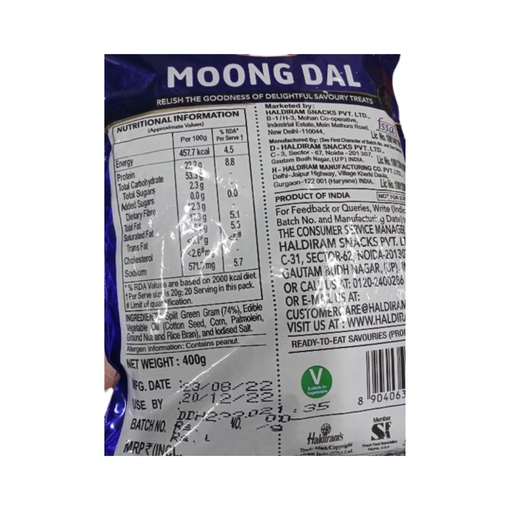 Haldiram's Moong Dal | Crispy Fried Lentil Namkeen Snack 