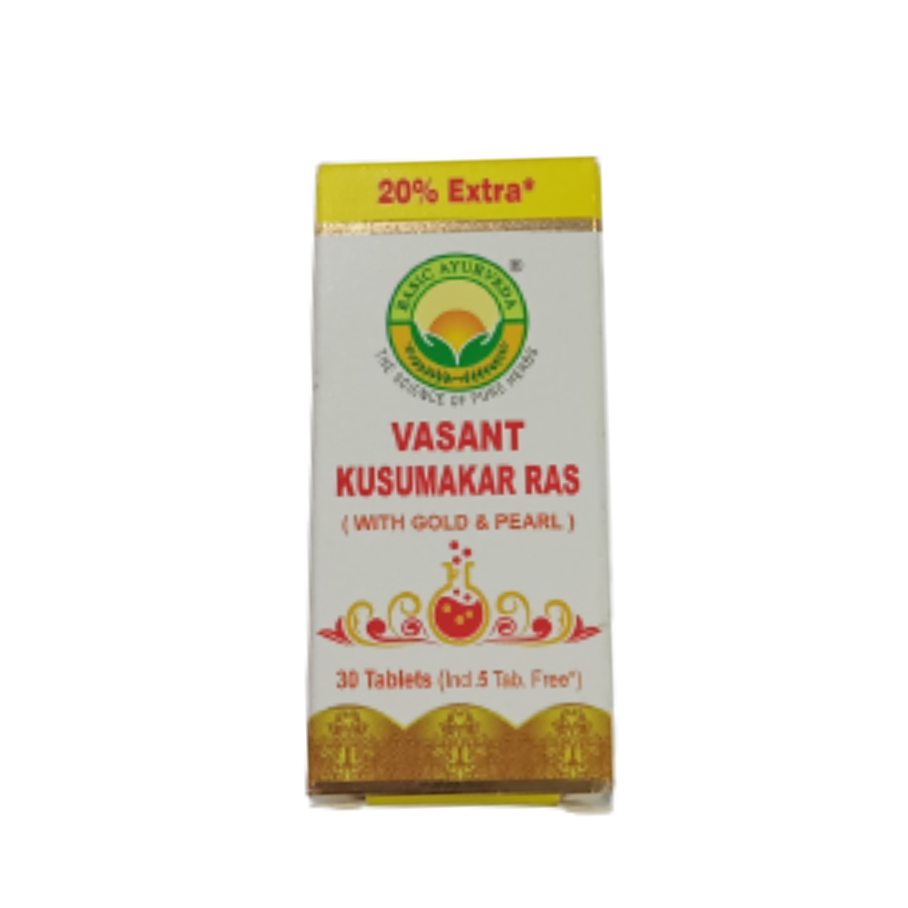 Basic Ayurveda Vasant Kusumakar Ras (With Gold) Tablets 