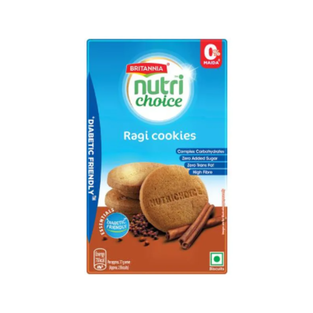 Britannia Nutri Choice Essentials Ragi Cookies - No Added Sugar 