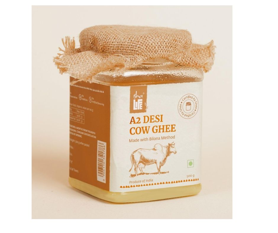 Isha Life Pure A2 Desi Cow Ghee | Made Traditionally from Curd | Made from Grass-fed Free Grazing Desi Cows' Milk 
