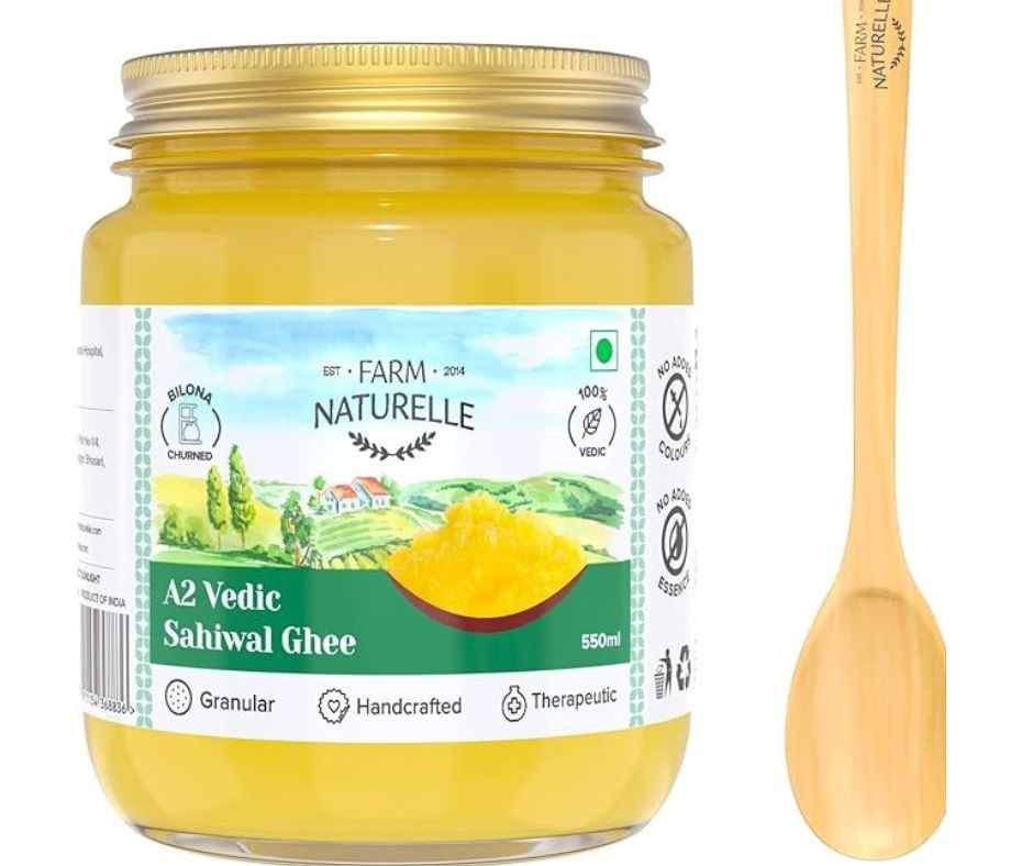Farm Naturelle A2 Vedic Sahiwal Ghee - Desi Cow Ghee | Natural, Healthy, and Pure | Cultured Cow Ghee 