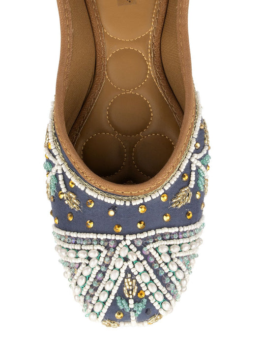Desi Colour Women Indian Ethnic Footwear-NAVY Blue Criss Cross 1