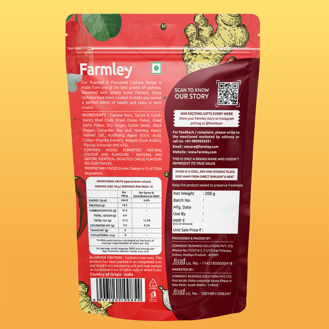 Grab2Buy Thai Chilli Cashews - Roasted  Grab2Buy Farmley Grab2Buy