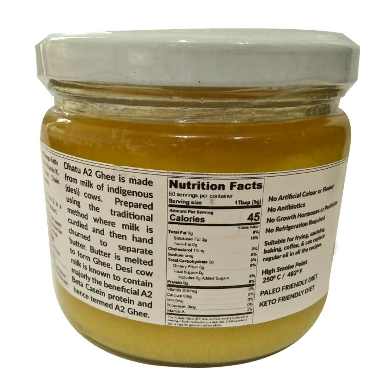 Dhatu Organics & Naturals A2 Desi Ghee | Pure and Natural Desi Cow Ghee | Traditional Curd-Churned 