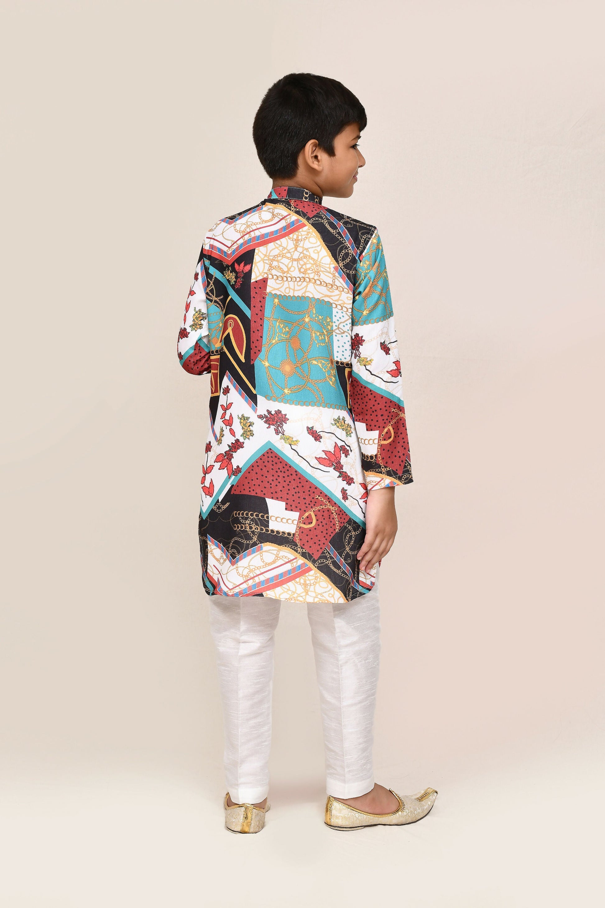 Joban Fashion Cotton Silk Multicolor Kurta With Straight Fit Pant