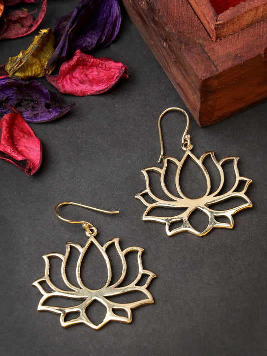 NVR Women Lotus Shaped Gold Plated Earrings - Grab2buy