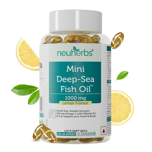 Neuherbs Mini Deep Sea Omega 3 Fish Oil 1000 mg Soft Gels - Lemon Flavor - Grab2buy
