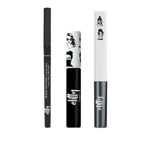 Elitty Eye Gotta Feeling Ultimate Black 3 in 1 Eyeliner, Kajal, Mascara Combo - Grab2buy