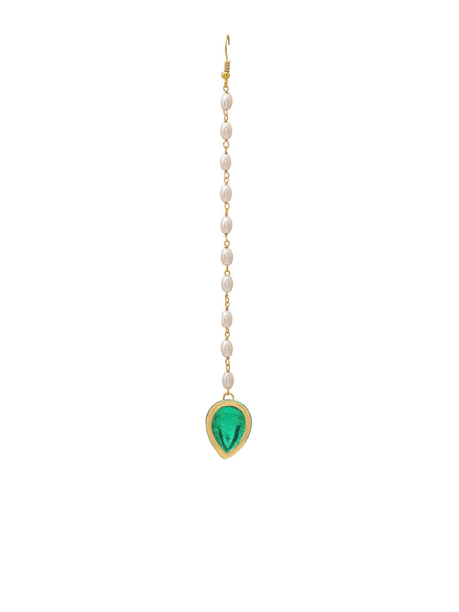 Ruby Raang Green Tear Drop Green Meenakari Maang Tikka | Swadesiicart