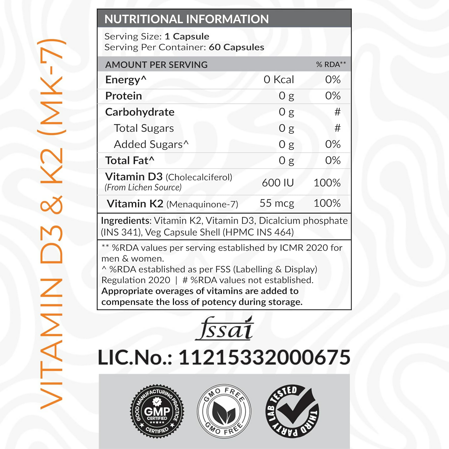 As-It-Is Atom Vitamin D3 & K2 (Mk-7) Veg Capsules 