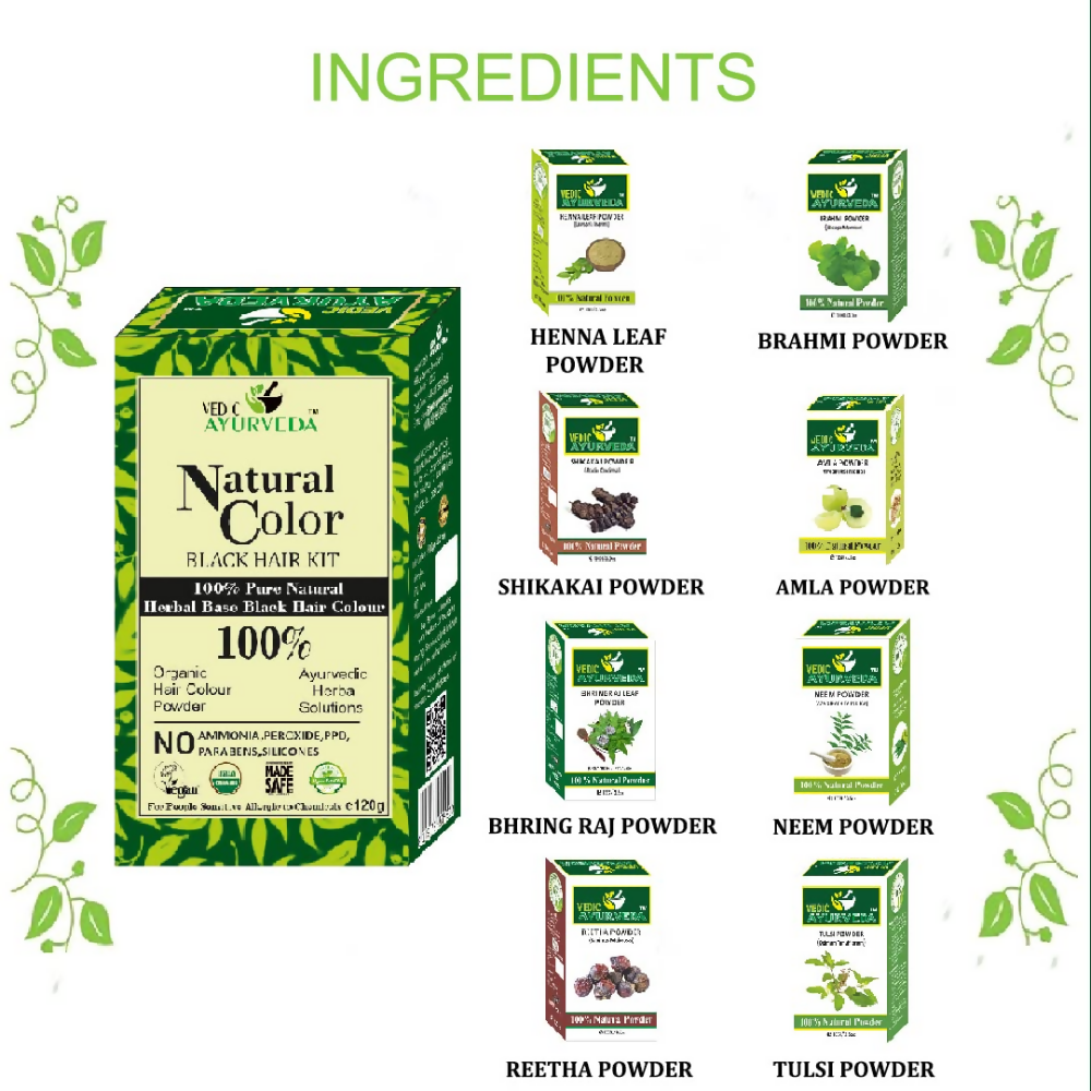 VedicAyurveda Natural Color Black Hair Kit  Grab2Buy VedicAyurveda Grab2Buy