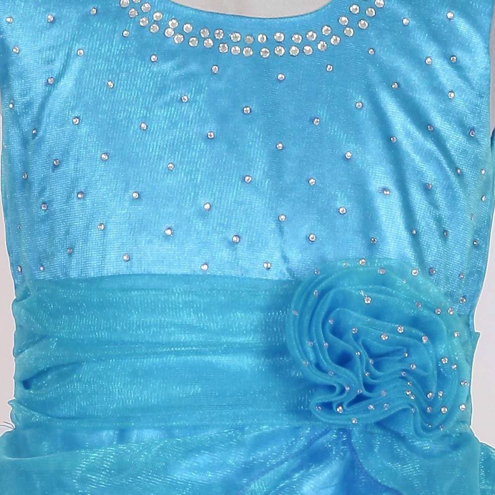 Asmaani Baby Girl's Sky Blue Satin Knee Length Frock (AS-DRESS_22142) - Grab2buy