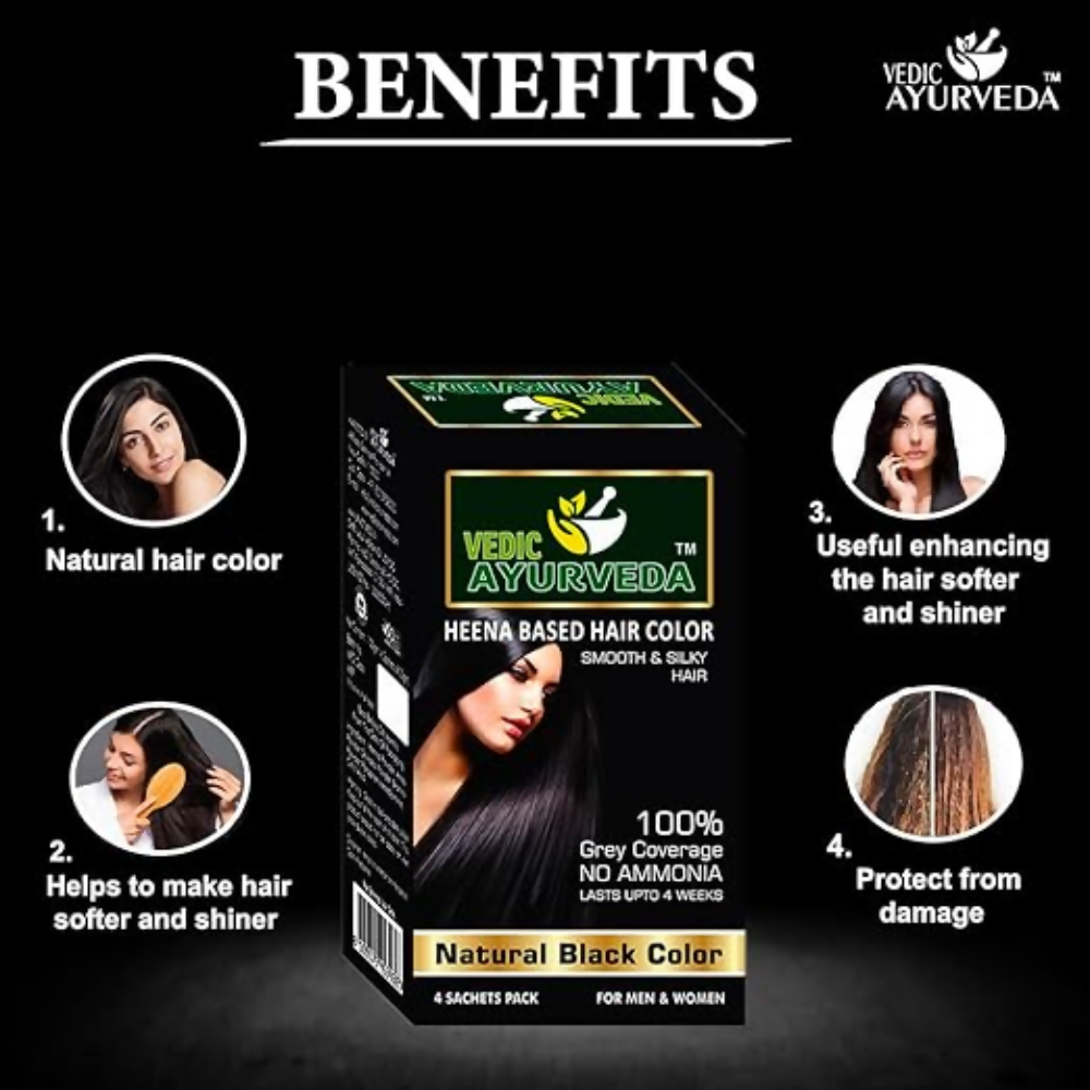 VedicAyurveda Henna Based Hair Colour, Natural Black and Chestnut Brown  Grab2Buy VedicAyurveda Grab2Buy