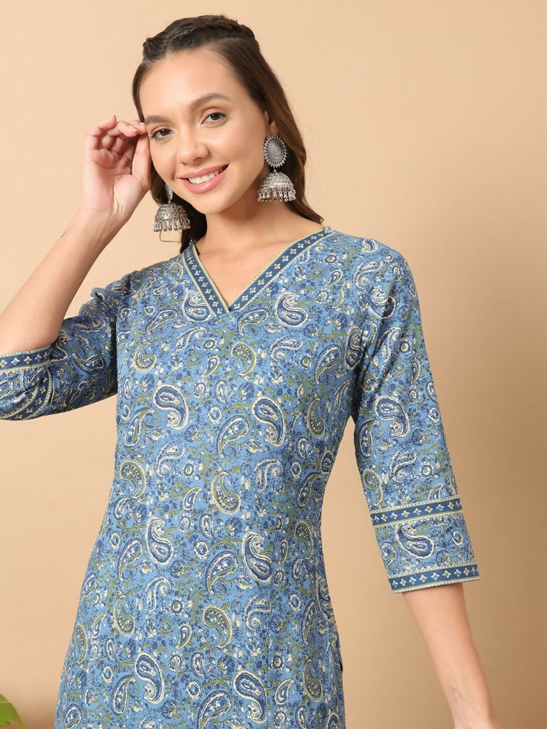 FIORRA Women's Wine Cotton Straight Kurta Set 