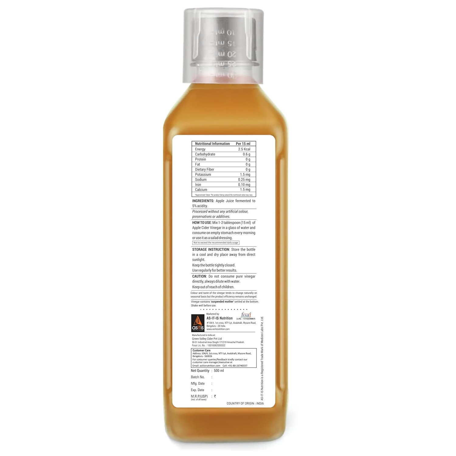 AS-IT-IS Nutrition Raw Apple Cider Vinegar with Mother 