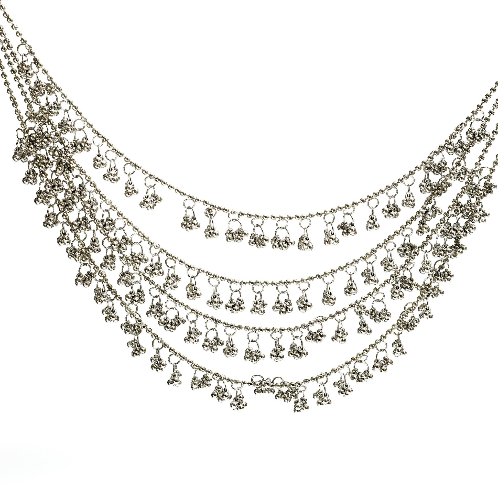 Mominos Fashion Johar Kamal Oxidised Silver-Plated Brass Finish Ghungroo Necklace with Earrings For Women - Grab2buy