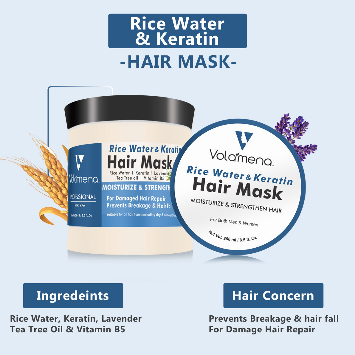 Volamena Rice Water & Keratin Hair Mask  Grab2Buy Volamena Grab2Buy