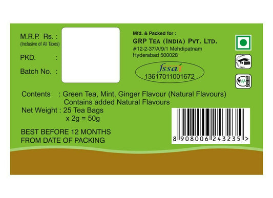 Tanza Tea Slim Green Tea Bags Mint Ginger - Grab2buy
