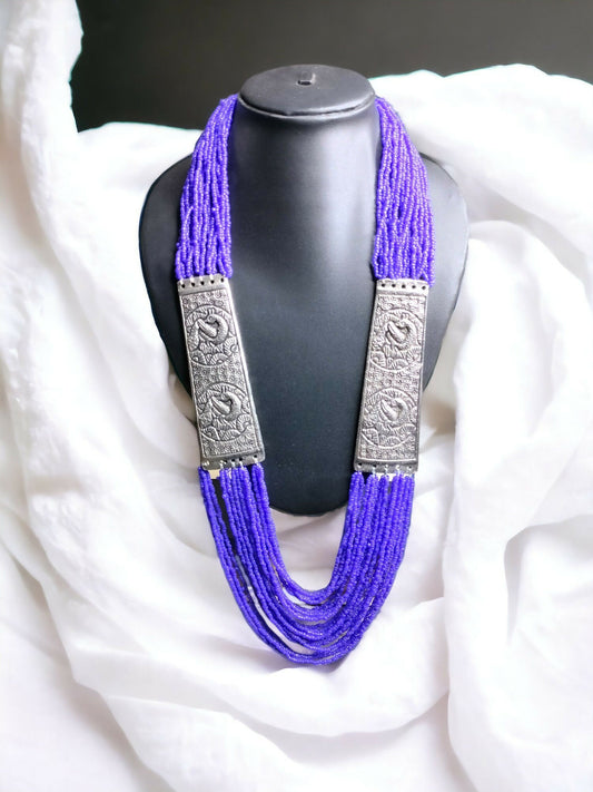 Inhanns Saree Shobha Statement Necklace - Purple Necklace