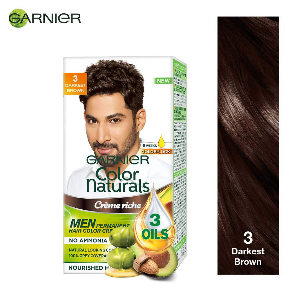 Garnier Color Naturals Creme Riche Men Hair Color - Shade 3 Darkest Brown - Grab2buy