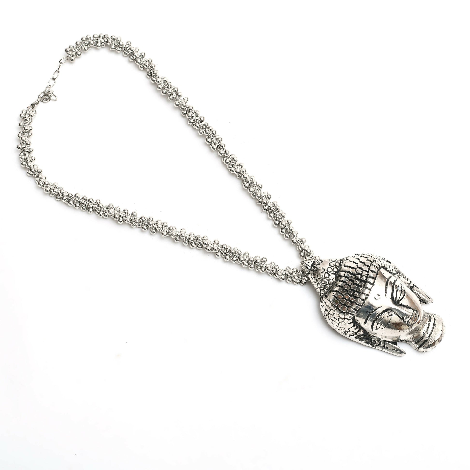 Mominos Fashion Johar Kamal Silver-Plated Brass Finish Budha Long Neckalce For Women - Grab2buy