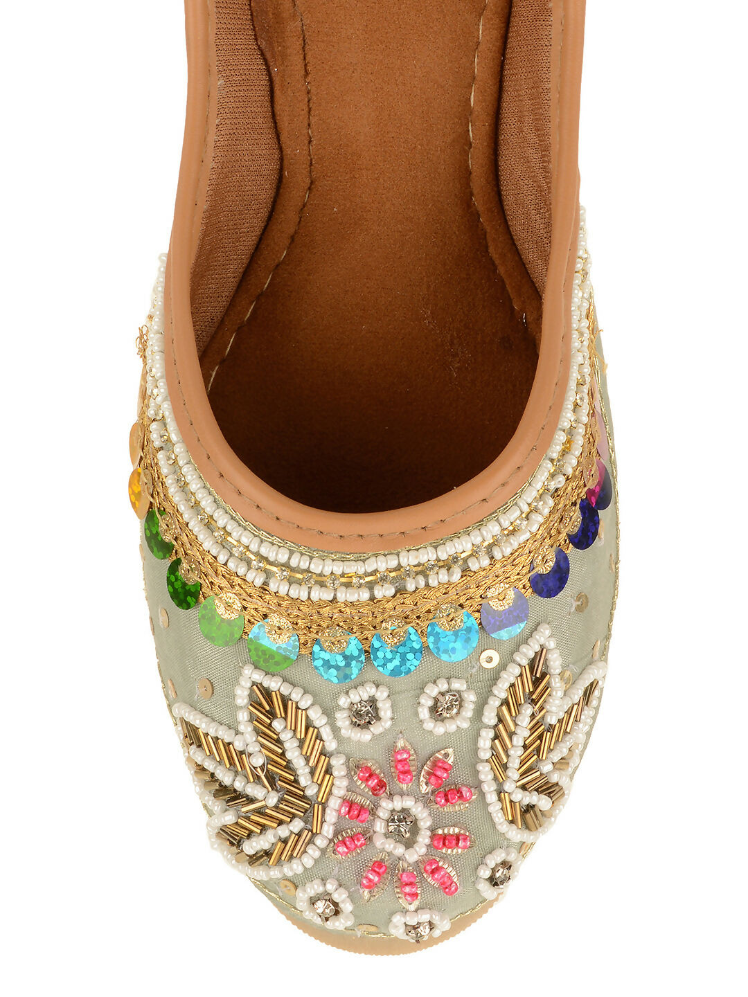 Desi Colour Women Indian Ethnic Footwear-Grey MultiColour