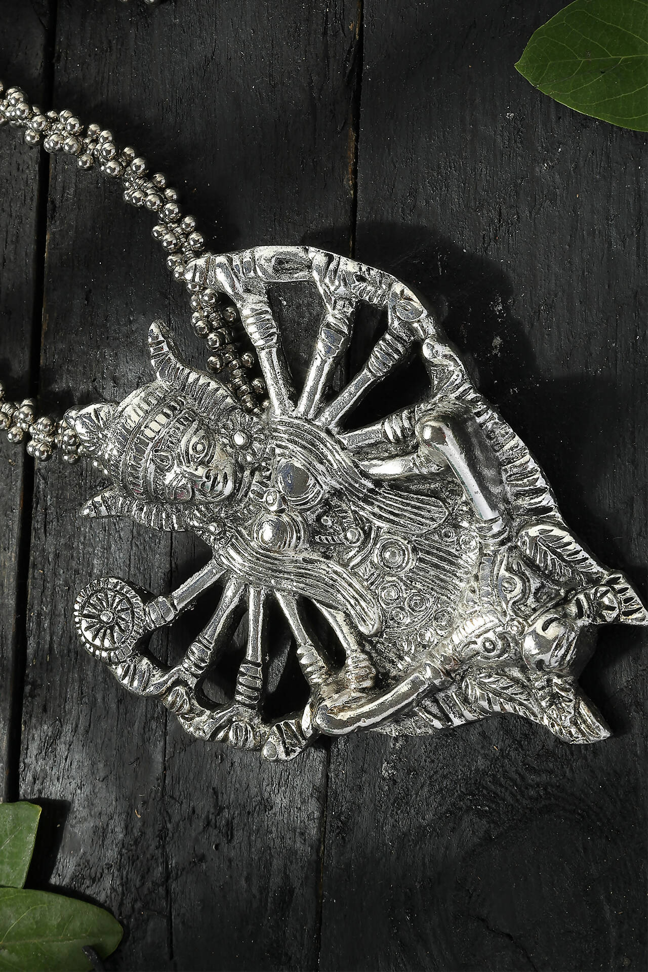 Mominos Fashion Johar Kamal Silver-Plated Brass Finish Kaali Mata Long Neckalce For Women - Grab2buy