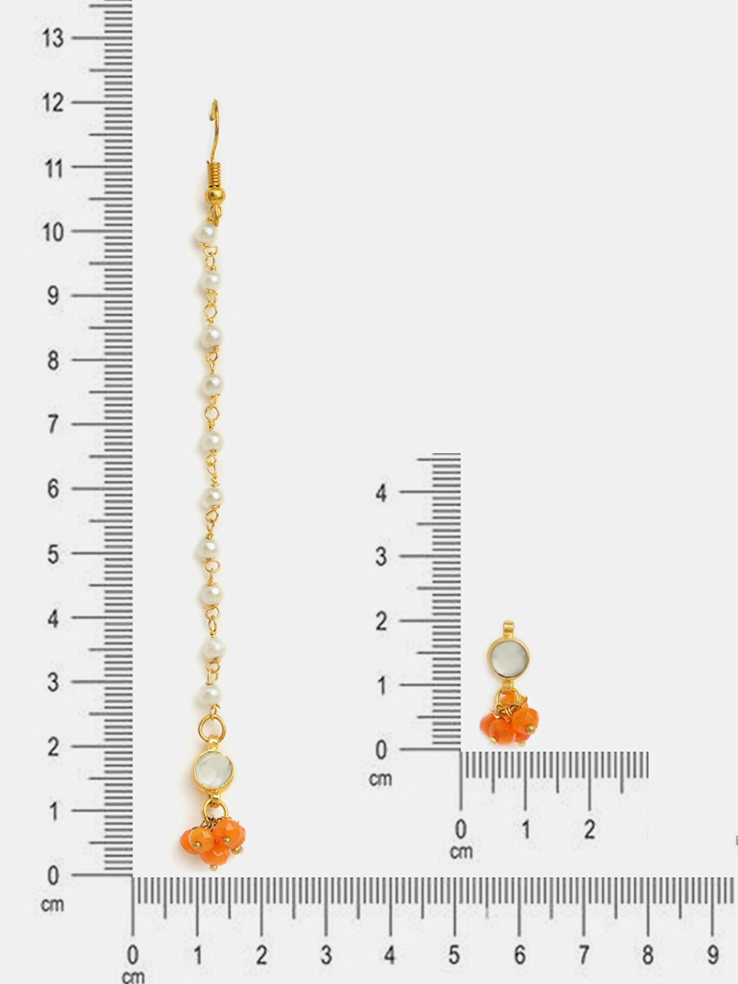 Ruby Raang Mannat Set Of 2 - Orange Embedded Maang Tikka And Earrings