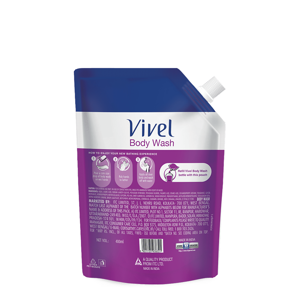 Vivel Fragrant Body Wash Lavender & Almond Oil Moisturizing Shower Gel Supersaver Refill Pack  Grab2Buy Vivel Grab2Buy
