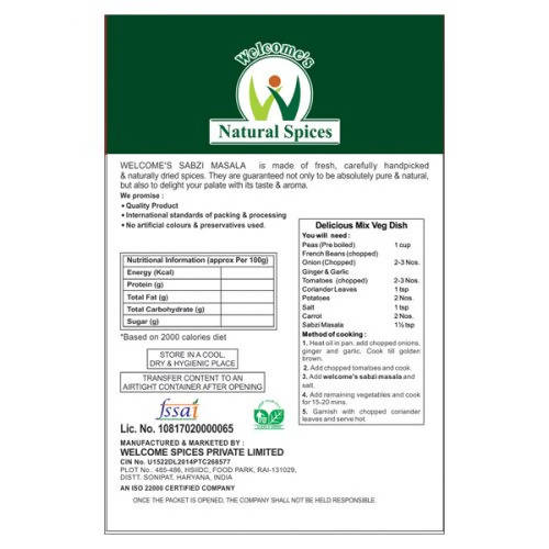 Welcome’s Natural Spices Sabzi Masala Powder - Grab2buy