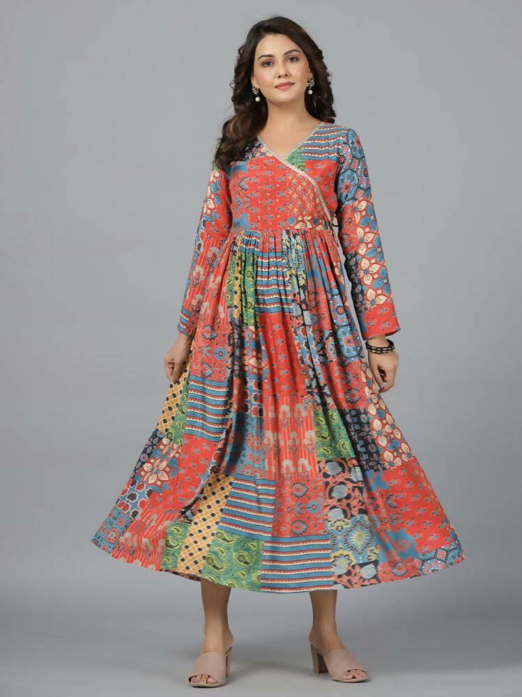 Juniper Women Red Muslin Printed Maxi Dress