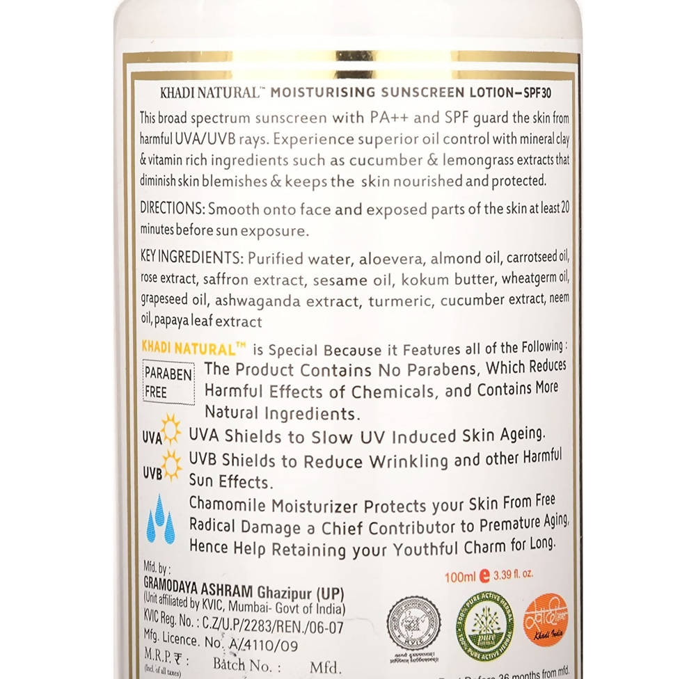 Khadi Natural Moisturising Sunscreen Lotion SPF 30 
