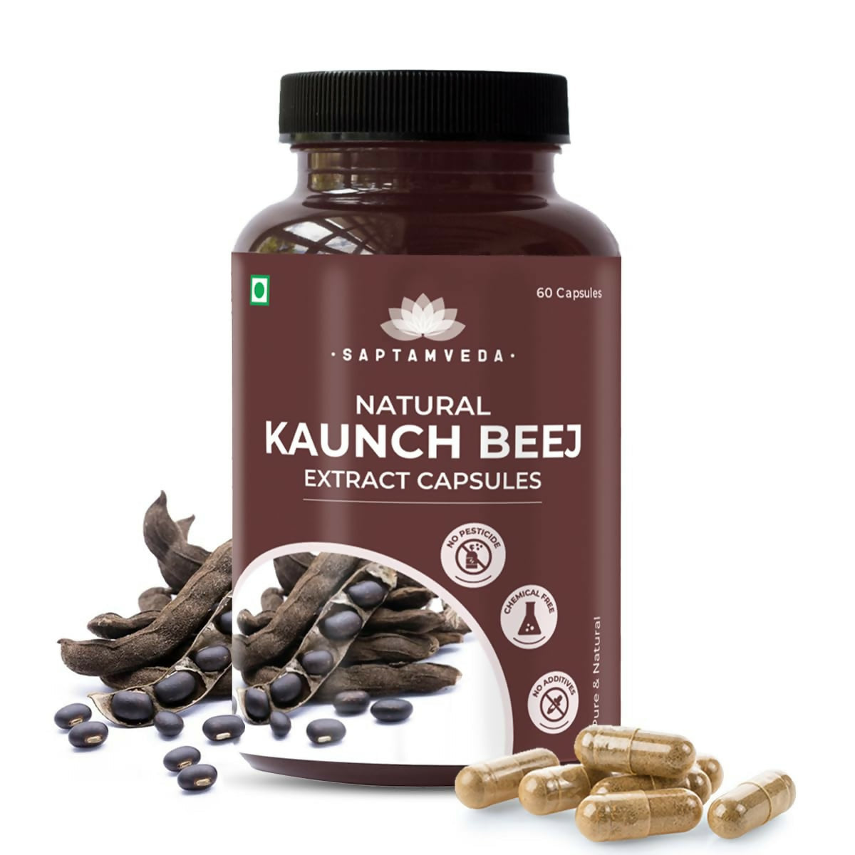 Saptamveda Natural Kaunch Beej Extract Capsules - Grab2buy