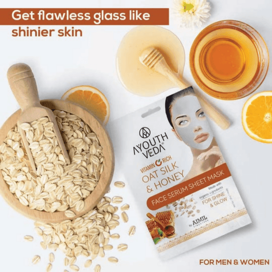 Ayouthveda Vitamin C Rich Oats Silk & Honey Face Serum Sheet Mask - Distacart