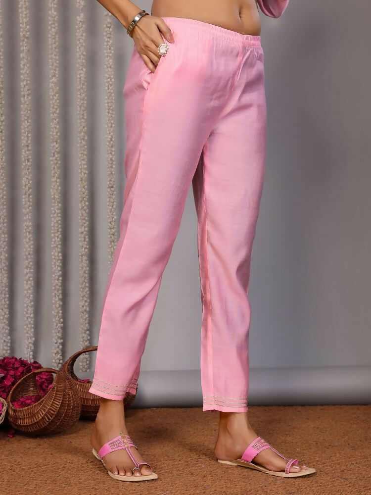 Joban Fashion Women Light Pink Roman Embroidery Stitched Kurta Set