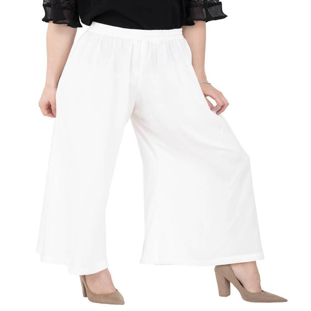 Lagi Women's White Solid Palazzo (PLZ04F) 
