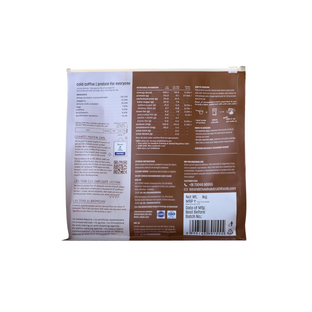 The Whole Truth 15g Protein/Scoop - Cold Coffee  Grab2Buy The Whole Truth Grab2Buy