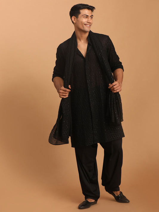 Vastramay Men's Black Sequins Dupatta - Grab2buy