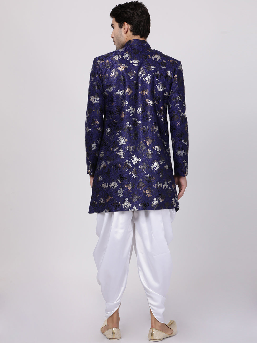Vastramay Men's Blue Polyester Lurex Blend Sherwani Set - Grab2buy
