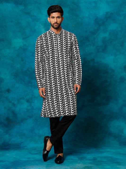 Vastramay Men's Black Cotton Kurta Pyjama Set - Grab2buy
