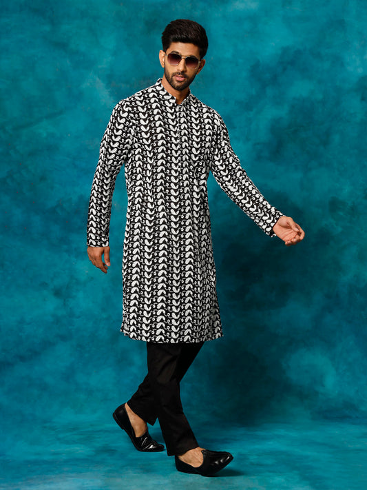 Vastramay Men's Black Cotton Kurta Pyjama Set - Grab2buy