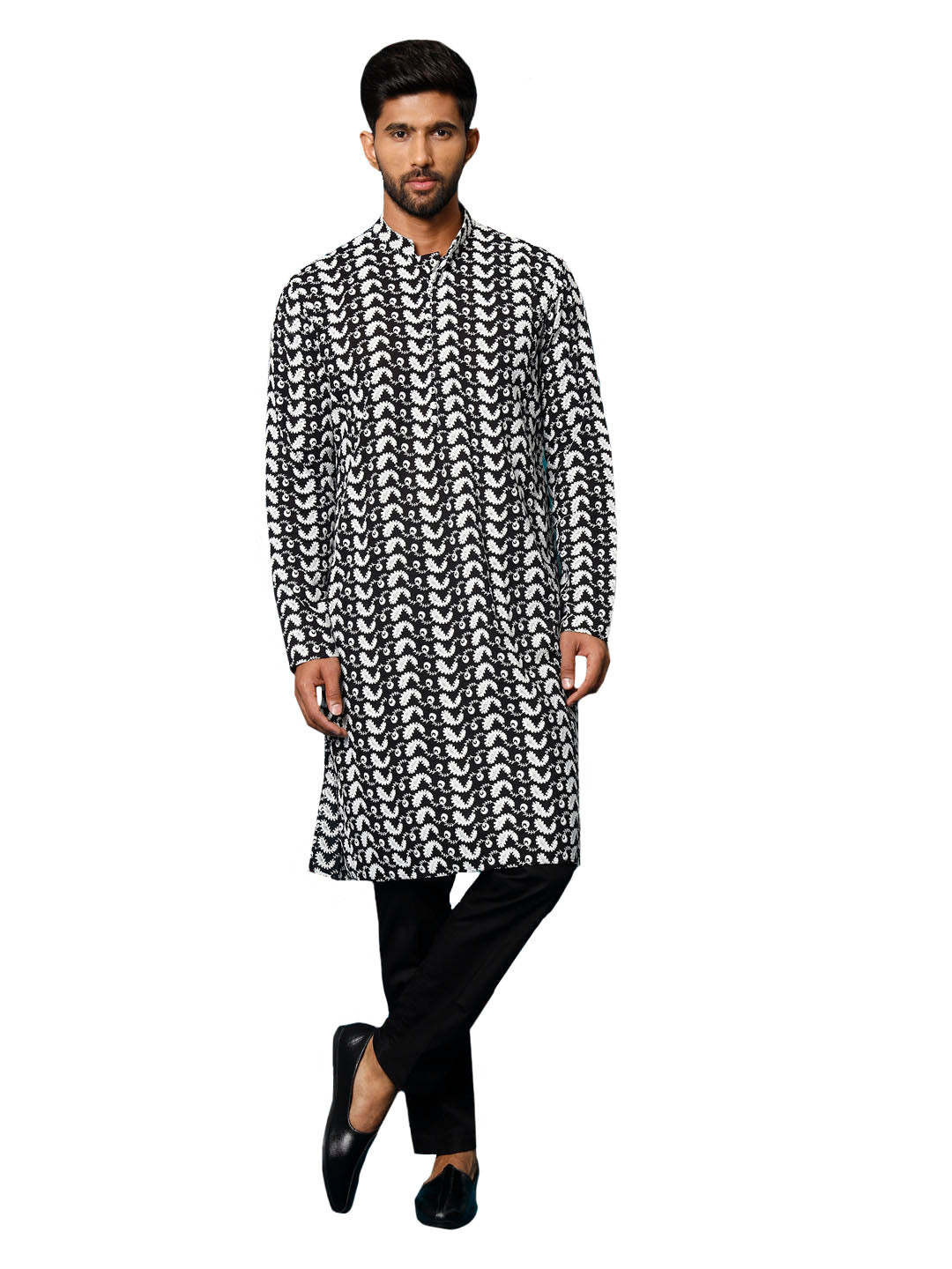 Vastramay Men's Black Cotton Kurta Pyjama Set - Grab2buy