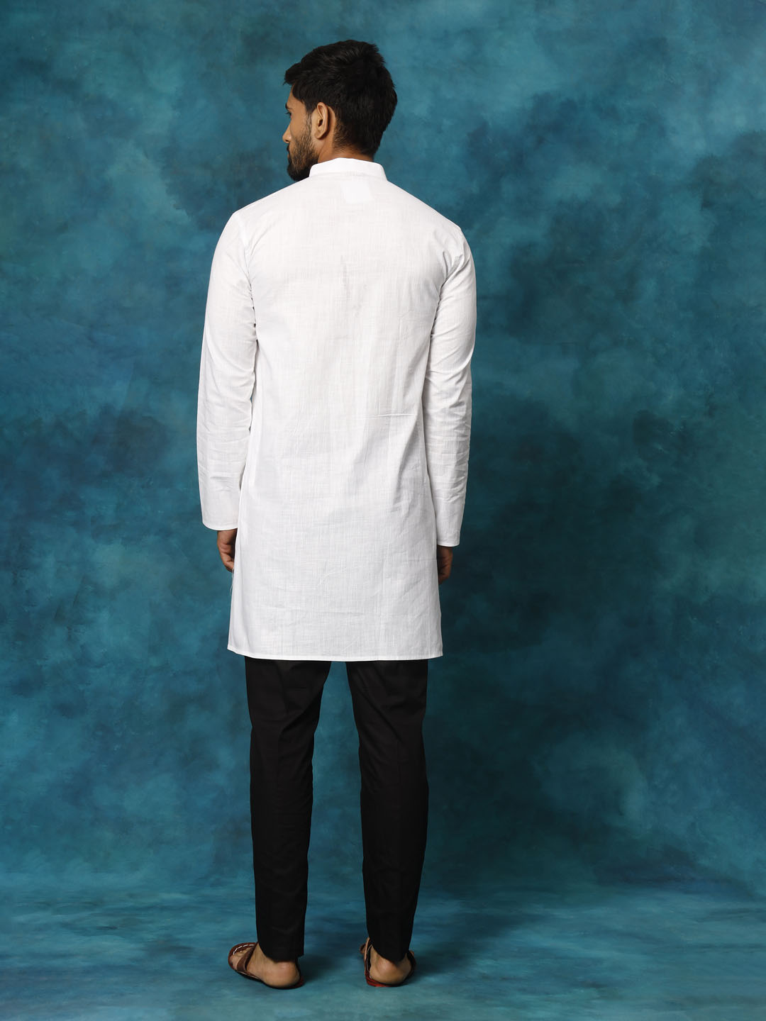 Vastramay Men's White And Black Cotton Blend Kurta Pyjama Set - Grab2buy